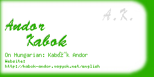 andor kabok business card